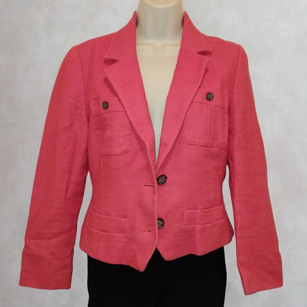 Banana Republic Coral Pink Linen Blend Blazer Jacket Women’s Size 6